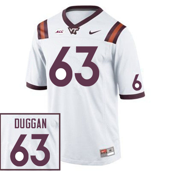 Men #63 Griffin Duggan Virginia Tech Hokies College Football Jerseys Sale-White